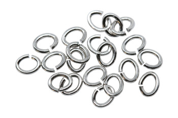 Rhodium Plated Small Oval OPEN Jump Rings - 20 Pieces