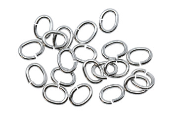 Rhodium Plated Medium Oval OPEN Jump Rings - 20 Pieces