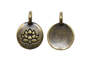 Lotus Round Charm - Brass Plated