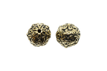 Floral Round Bead - Gold Plated