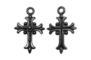 Fleur Cross  - Black Plated