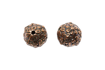 Floral Round Bead - Copper Plated