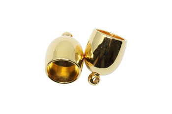 Gold Plated 8mm Bullet End Caps - 1 Pair