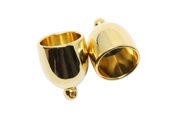 Gold Plated 10mm Bullet End Caps - 1 Pair