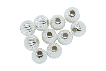 Sterling Silver 5mm Corrugated Bead - 10 Pieces