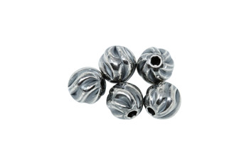 Sterling Silver 6mm Oxidized Twist Beads - 5 Pieces