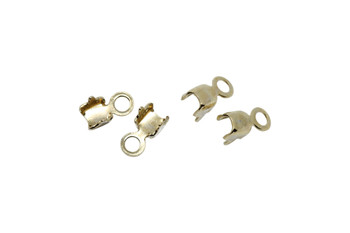 Gold Plated Rhinestone End Connector 2mm - 4 Pieces