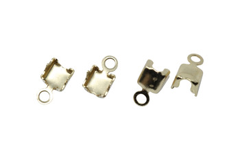 Gold Plated Rhinestone End Connector 3mm - 4 Pieces