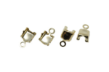 Gold Plated Rhinestone End Connector 4mm - 4 Pieces