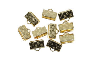 Gold Plated 10mm Flat Crimp Ends - 10 Pieces