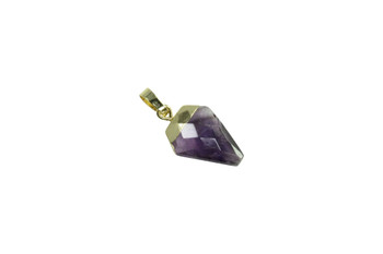 Amethyst 10x20mm Faceted Gold Triangular Charm