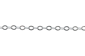 Sterling Silver 2.3x3mm Flat Cable Chain - Sold By 6 Inches