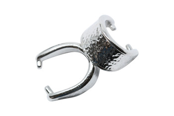 Hammertone 15mm Pinch Bail - Rhodium Plated