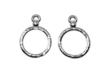 Stitch-around 15mm Hoop Charm - Rhodium Plated