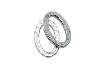 Small Hammertone Oval Ring - Rhodium Plated