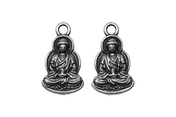 Sitting Buddha Charm - Antique Pewter