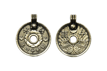 Asian Coin Charm - Gold Plated