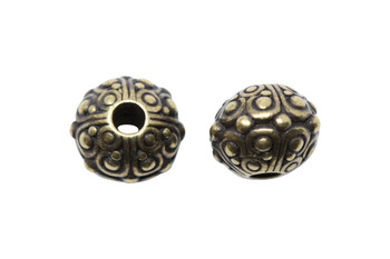 Oasis 10mm Large Hole Bead - Brass Plated