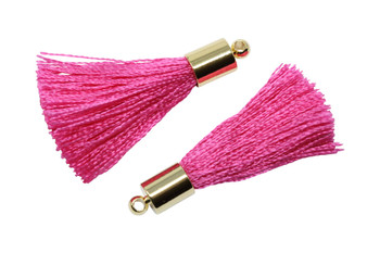 Hot Pink 27-30mm Tassel with Gold Cap