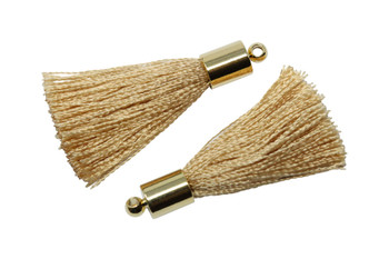 Beige 27-30mm Tassel with Gold Cap