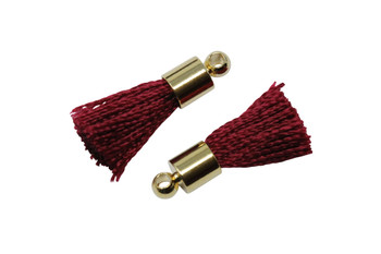 Dark Red 17-20mm Tassel with Gold Cap