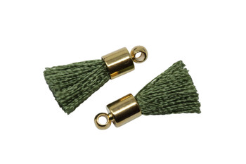 Olive 17-20mm Tassel with Gold Cap