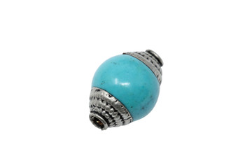 Turquoise Howlite 10x15mm with Tibetan Silver Cap