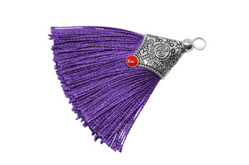 Purple 45mm Tassel with Flat Silver Cap