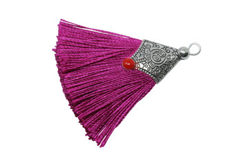 Fuchsia 45mm Tassel with Flat Silver Cap