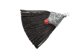 Dark Brown 45mm Tassel with Flat Silver Cap