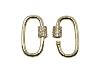 Gold Micro Pave Carabiner Clasp