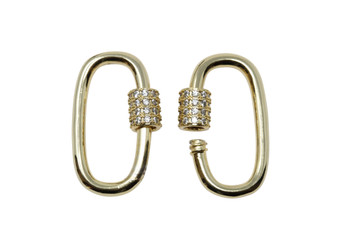 Gold Plated 15x25mm Micro Pave Carabiner Clasp