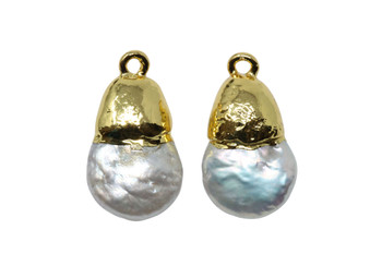 Freshwater Pearl 12x18mm Gold Plated Drop Charm