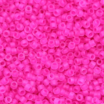 Size 15 Matsuno Seed Beads -- F209D Neon Crystal Matte / Watermelon Lined