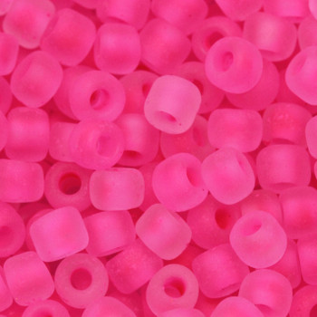 Size 6 Matsuno Seed Beads -- F207A Neon Crystal Matte / Bright Pink Lined