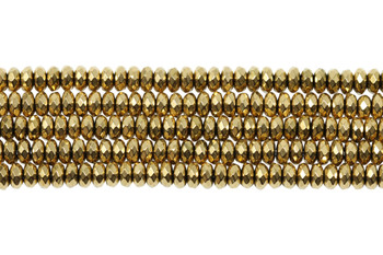 Gold Plated Hematite Polished 2x4mm Faceted Rondelle