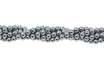 Rhodium Plated Hematite Polished 4mm Round