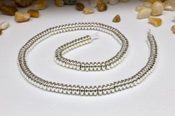 Sterling Silver Plated Hematite Polished 3x6mm Rondelle