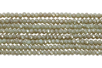 Glass Crystal Polished 2x3mm Faceted Rondelle - Light Olive Satin