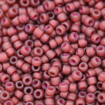 Size 11 Matsuno Seed Beads -- F373A Dark Topaz / Rust Lined Matte