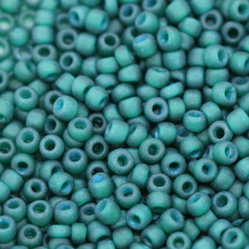 Size 11 Matsuno Seed Beads -- F399Q Dark Green / Green Lined Matte