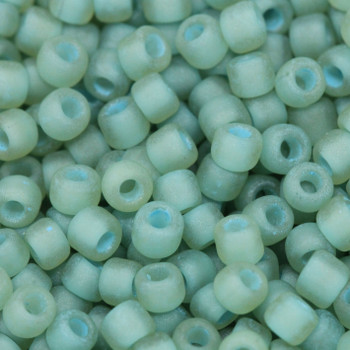 Size 8 Matsuno Seed Beads -- F374G Light Topaz / Aqua Lined Matte