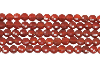 Carnelian A Grade Polished 4mm Faceted Coin