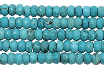 Howlite Turquoise Polished 6x10mm Faceted Rondel