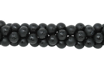 Black Onyx Matte 12mm Round - Sanskrit Etched