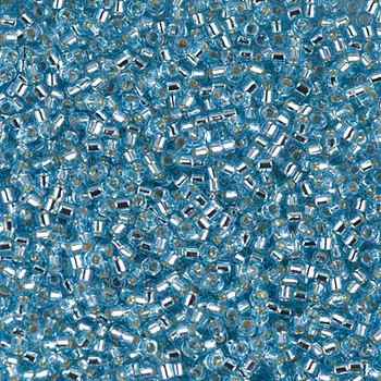 Delicas Size 11 Miyuki Seed Beads -- 044 Light Blue / Silver Lined