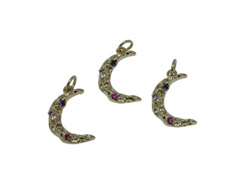 Gold Micro Pave 12x18mm Crescent Moon Charm