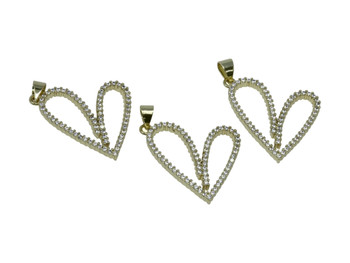 Gold Micro Pave 22x24mm Heart Charm