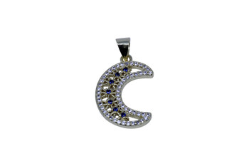 Gold Micro Pave 15x20mm Crescent Moon Charm