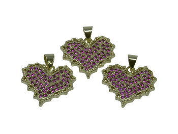 Gold Micro Pave 18x20mm Maple Leaf Heart Charm